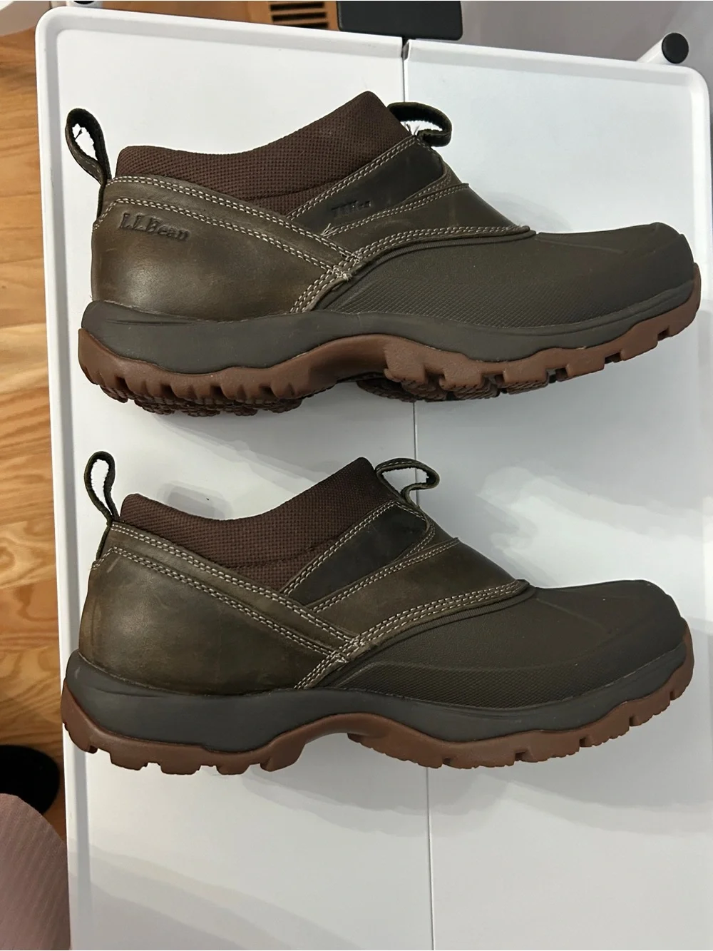 L.L. Bean Storm Chaser 5 Slip On Boots Mens 12 M Waterproof Brown Leather Duck
